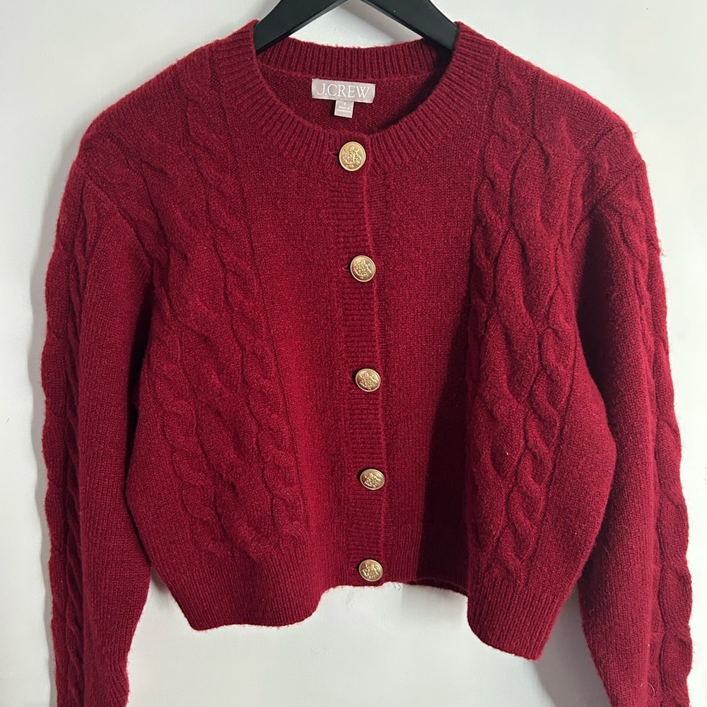 J. Crew Women's Red Cable Knit Sweater